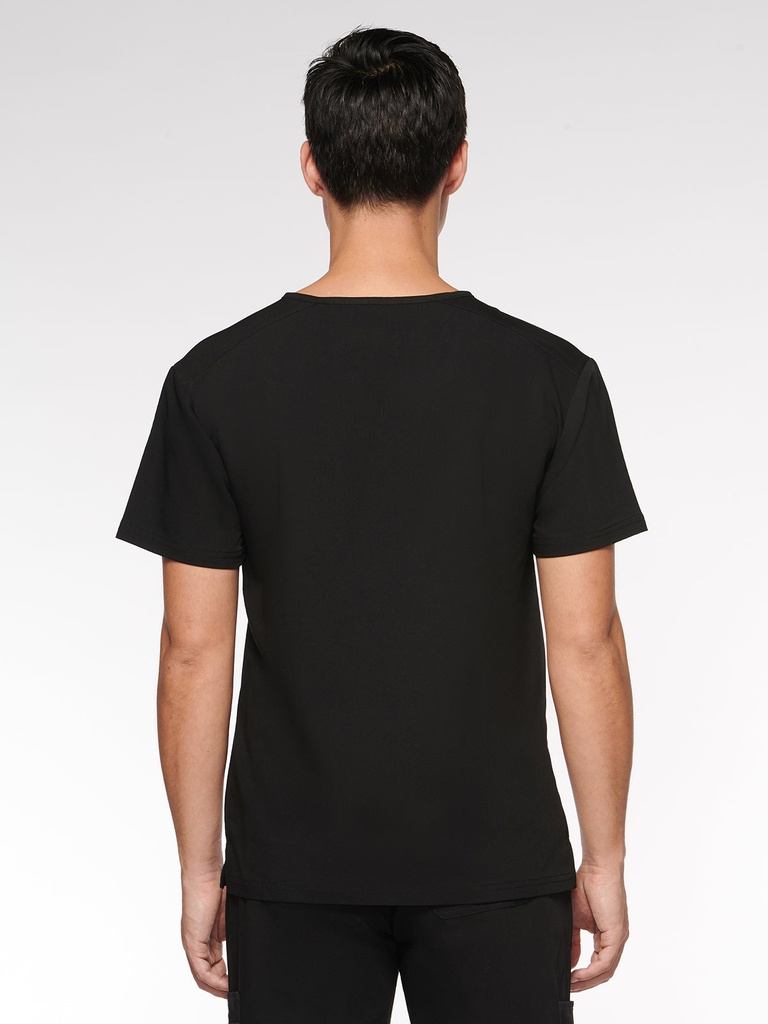 Caspian Men's Top Classic V-Neck with 4 Pockets (95001) in Black with Back view
