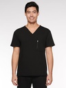 Caspian Men's Top Classic V-Neck with 4 Pockets (95001) in Black with Front view