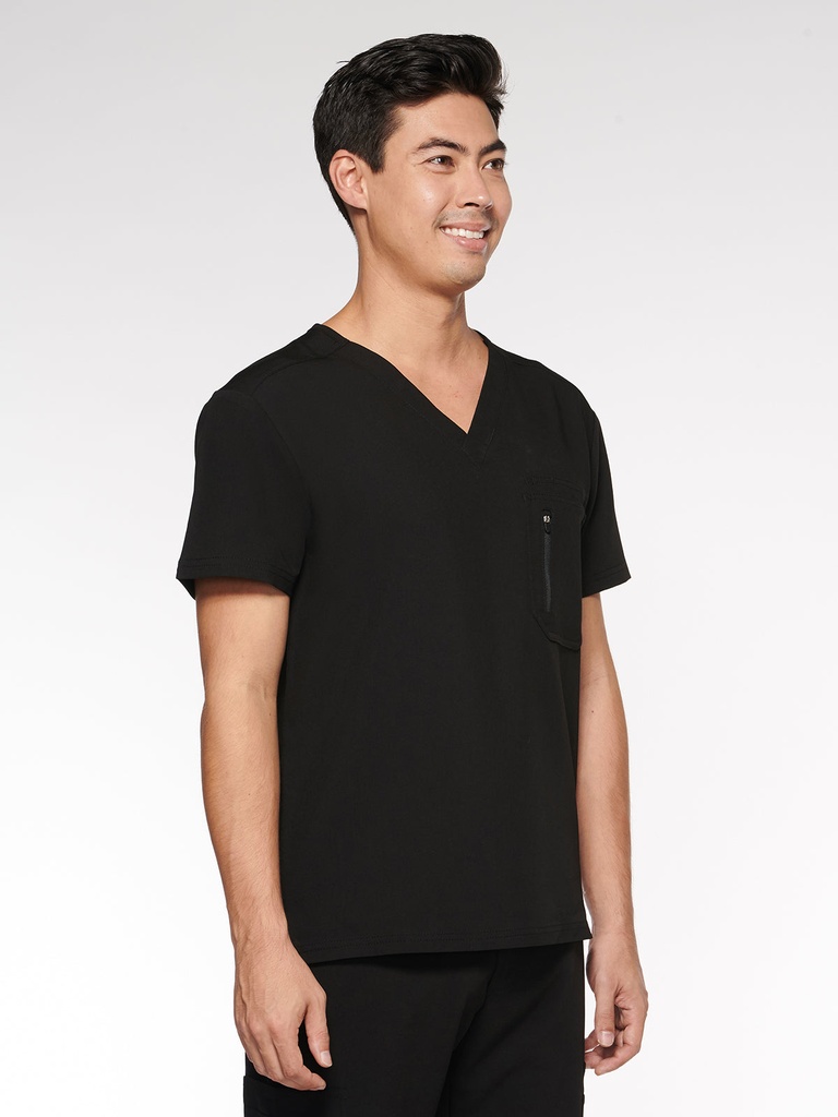 Caspian Men's Top Classic V-Neck with 4 Pockets (95001) in Black with Left view