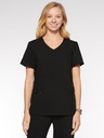 Coral Women's Top Mock Wrap with 6 Pockets (94003) in Black with Front view