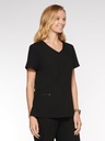 Coral Women's Top Mock Wrap with 6 Pockets (94003) in Black with Left view