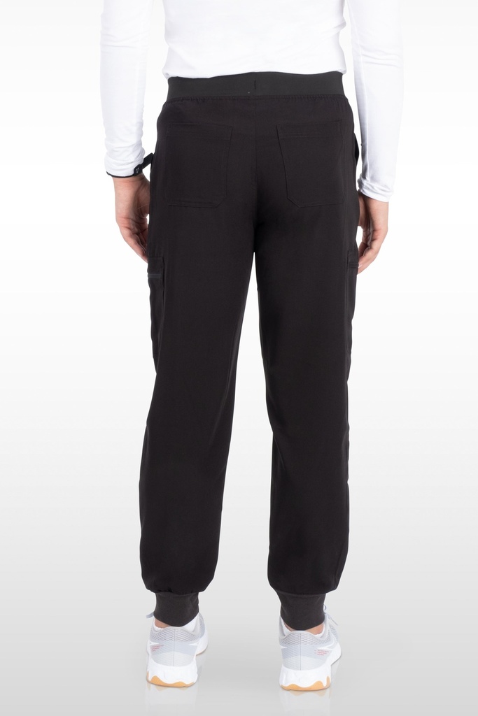 Hudson Men's Pant - Yoga Jogger Pant with 6 Pockets (16090) in Black with Back view