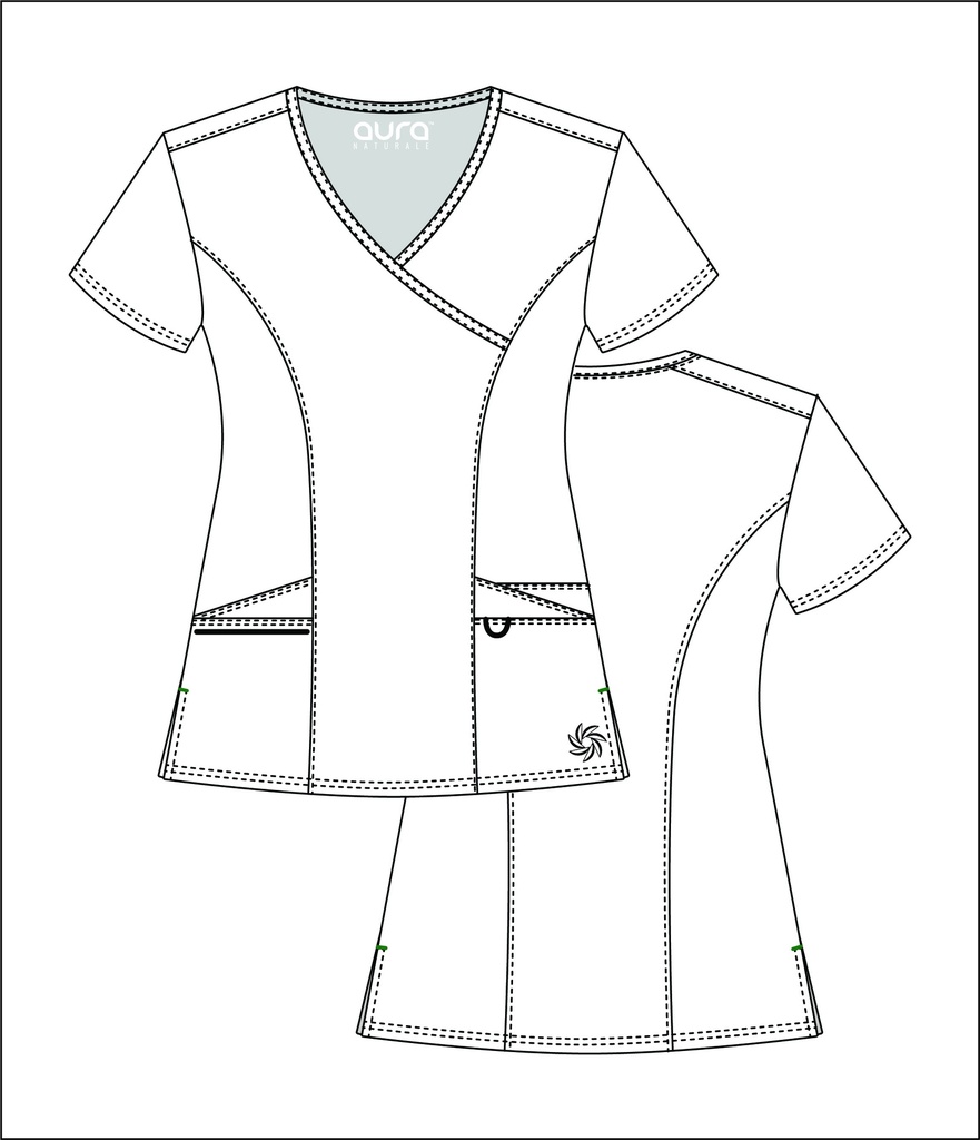 Coral Women's Top Mock Wrap with 6 Pockets
