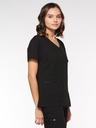 Kara Women's Top Rounded V-Neck with 4 Pockets (94002) in Black with Left view