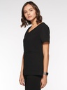 Kara Women's Top Rounded V-Neck with 4 Pockets (94002) in Black with Right view