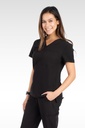 Lena Women's Top - V-Neck "Tuck-In" Top  with 1 Pocket (14010) in Black with Right view