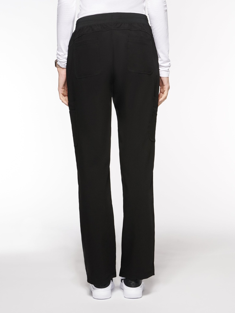 Pacific Women's Pant Yoga Pant with 9 Pockets - Petite (93002) in Black with Back view