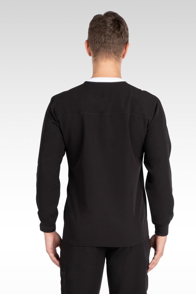 Rio Men's Jacket Round Neck Zipped with 4 Pockets (18080) in Black with Back view