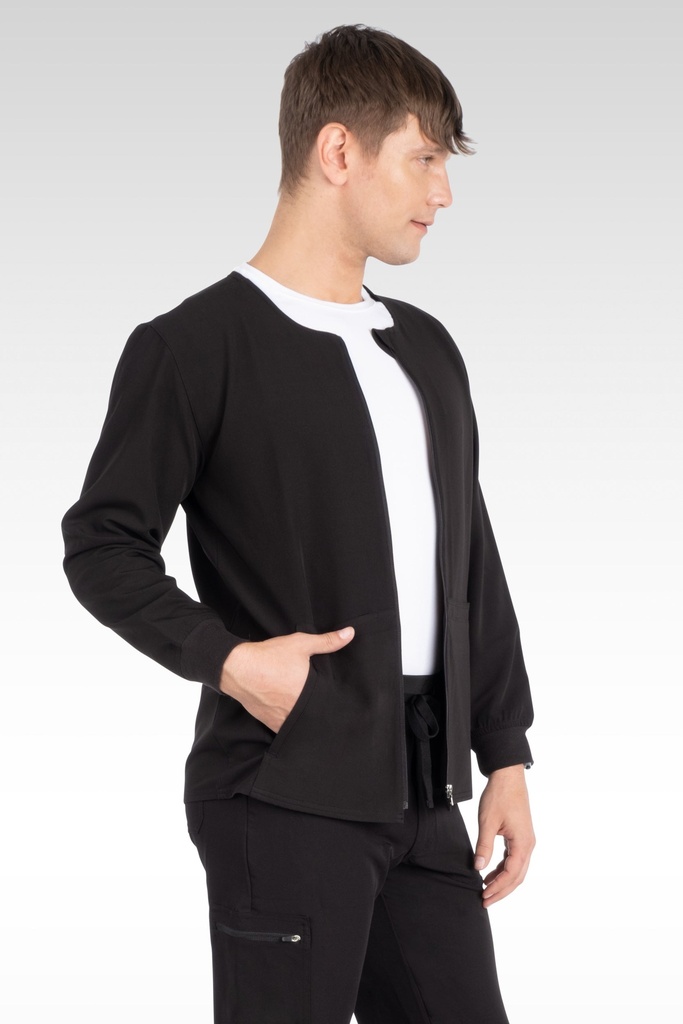 Rio Men's Jacket Round Neck Zipped with 4 Pockets (18080) in Black with Left view
