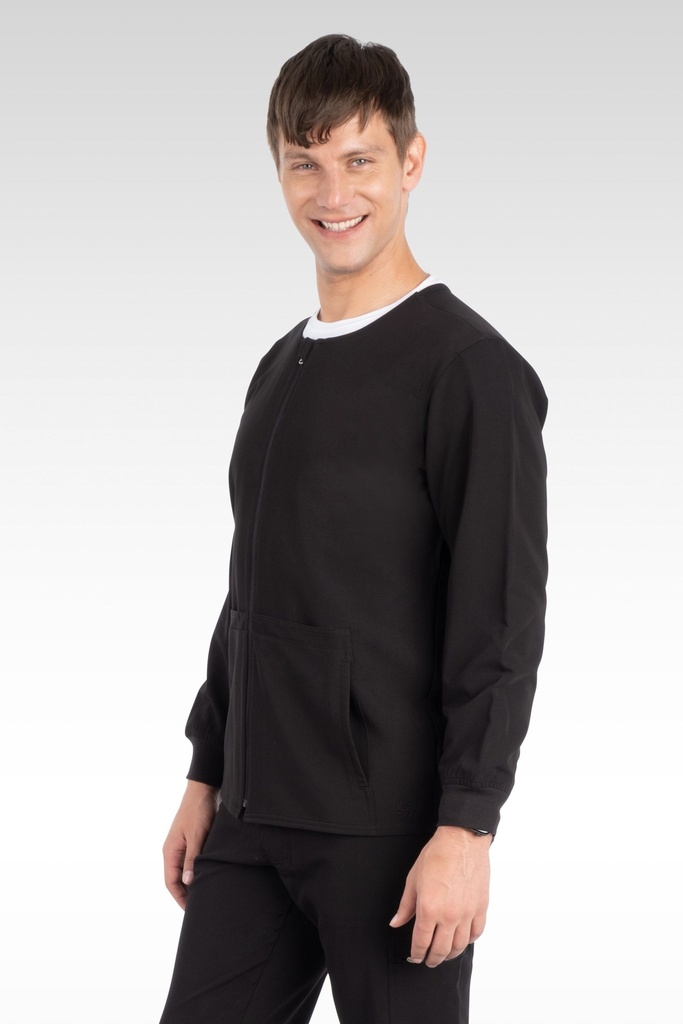 Rio Men's Jacket Round Neck Zipped with 4 Pockets (18080) in Black with Right view