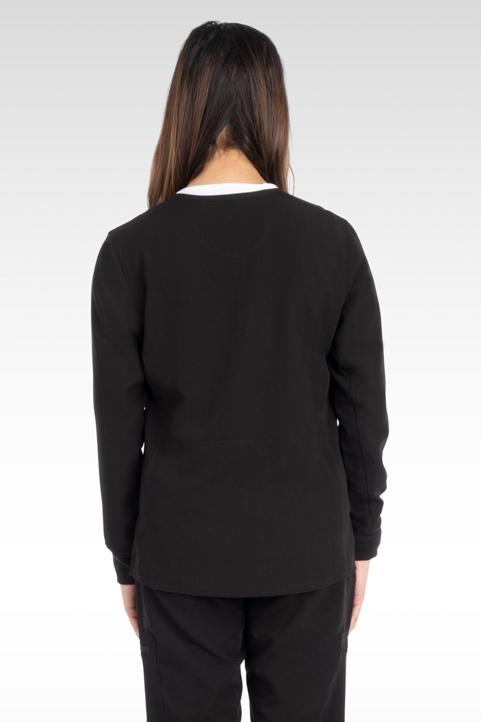 Tana Women's Jacket Round Neck Zipped with 4 Pockets (17050) in Black with Back view