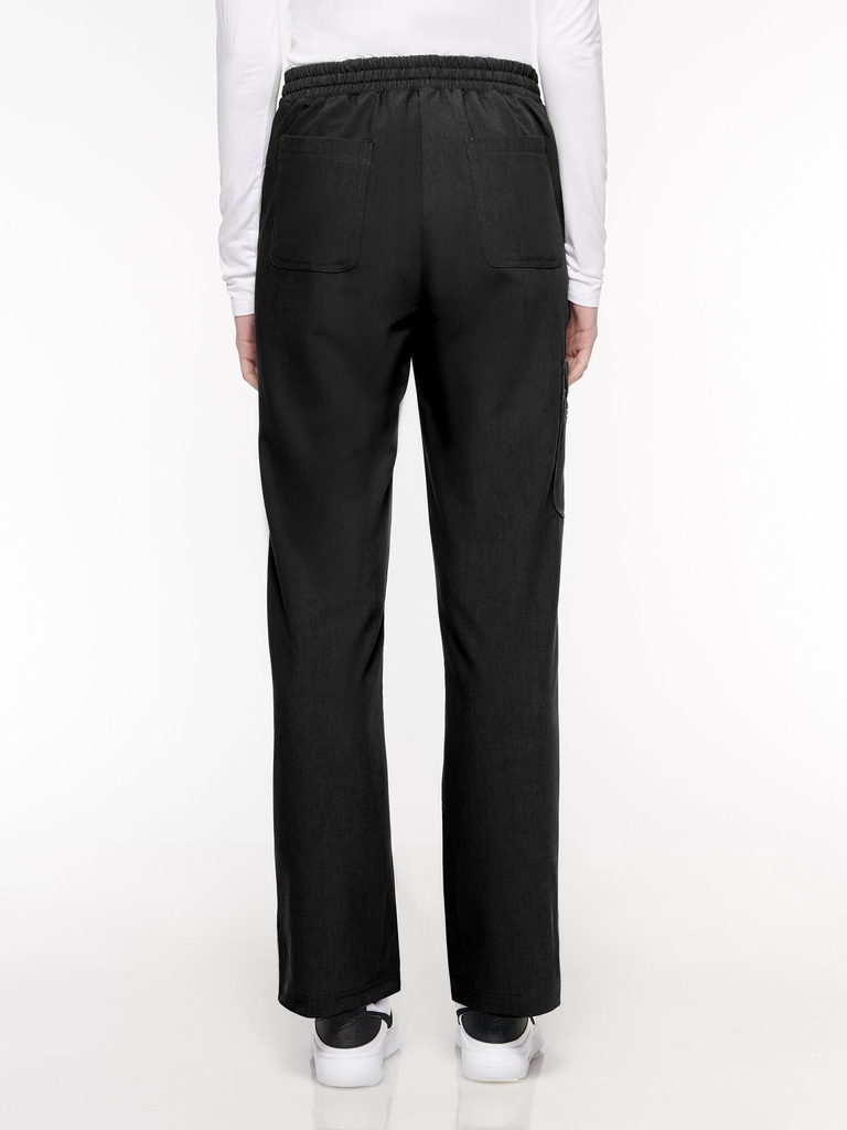 Amazon Women's Pant Classic Elastic Pant with 7 Pockets - Petite (93001) in Black with Back view