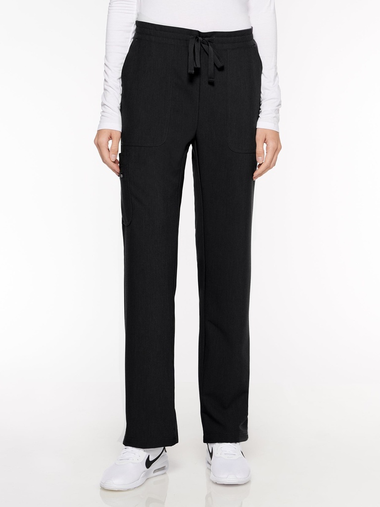 Amazon Women's Pant Classic Elastic Pant with 7 Pockets - Petite (93001) in Black with Front view